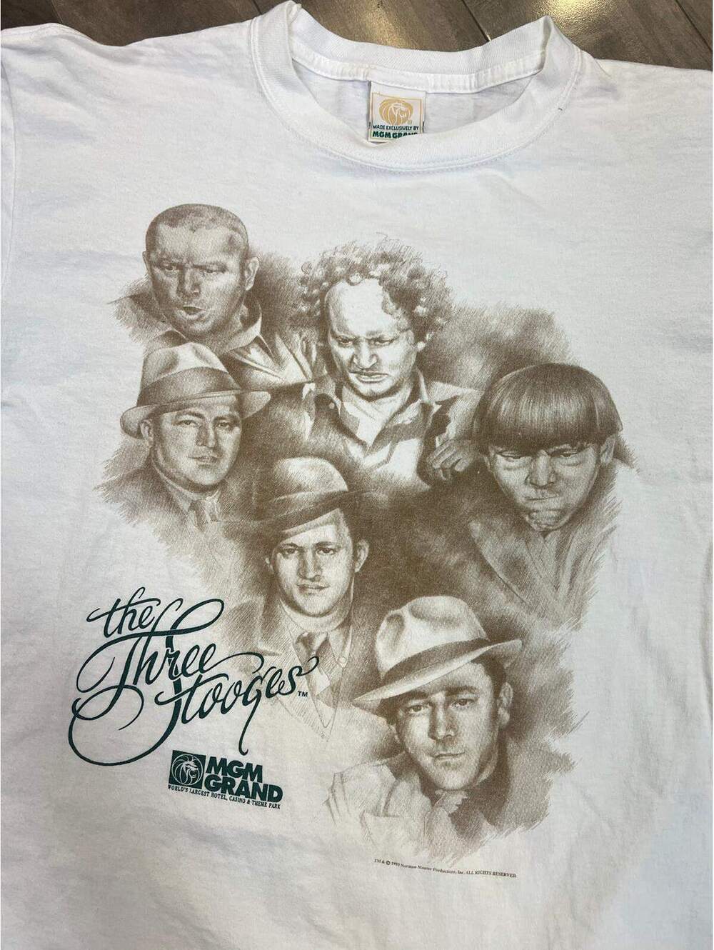 Vintage The Three Stooges T-Shirt – White – Sz Medium 20x26